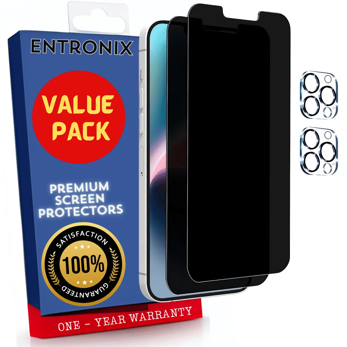 Entronix Case Screen Protector Bundle with Camera Cover Designed for Apple iPhone 13 Pro Privacy 9H Hardness,Bubble Free Easy Install,2 PACK