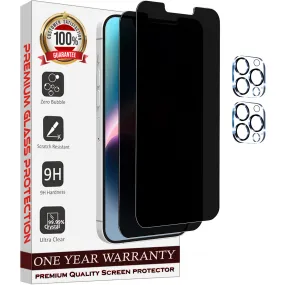 Entronix Case Screen Protector Bundle with Camera Cover Designed for Apple iPhone 13 Pro Privacy 9H Hardness,Bubble Free Easy Install,2 PACK
