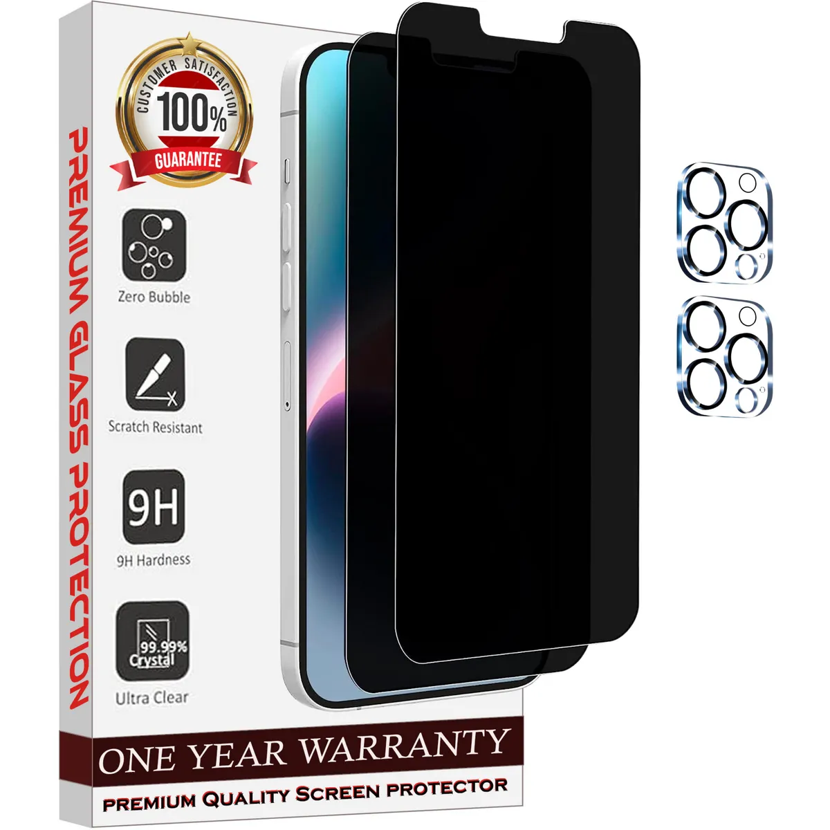 Entronix Case Screen Protector Bundle with Camera Cover Designed for Apple iPhone 13 Pro Privacy 9H Hardness,Bubble Free Easy Install,2 PACK