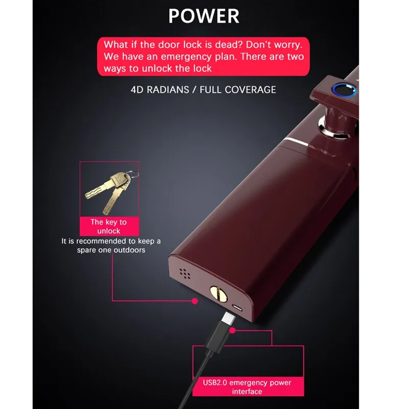 Fingerprint Door lock, Waterproof Electronic Door Lock Intelligent Biometric Door Lock Smart Fingerprint Lock