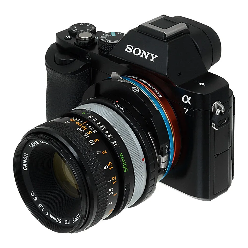 Fotodiox Shift Lens Mount Adapter - Canon FD & FL 35mm SLR lens to Sony Alpha E-Mount Mirrorless Camera Body