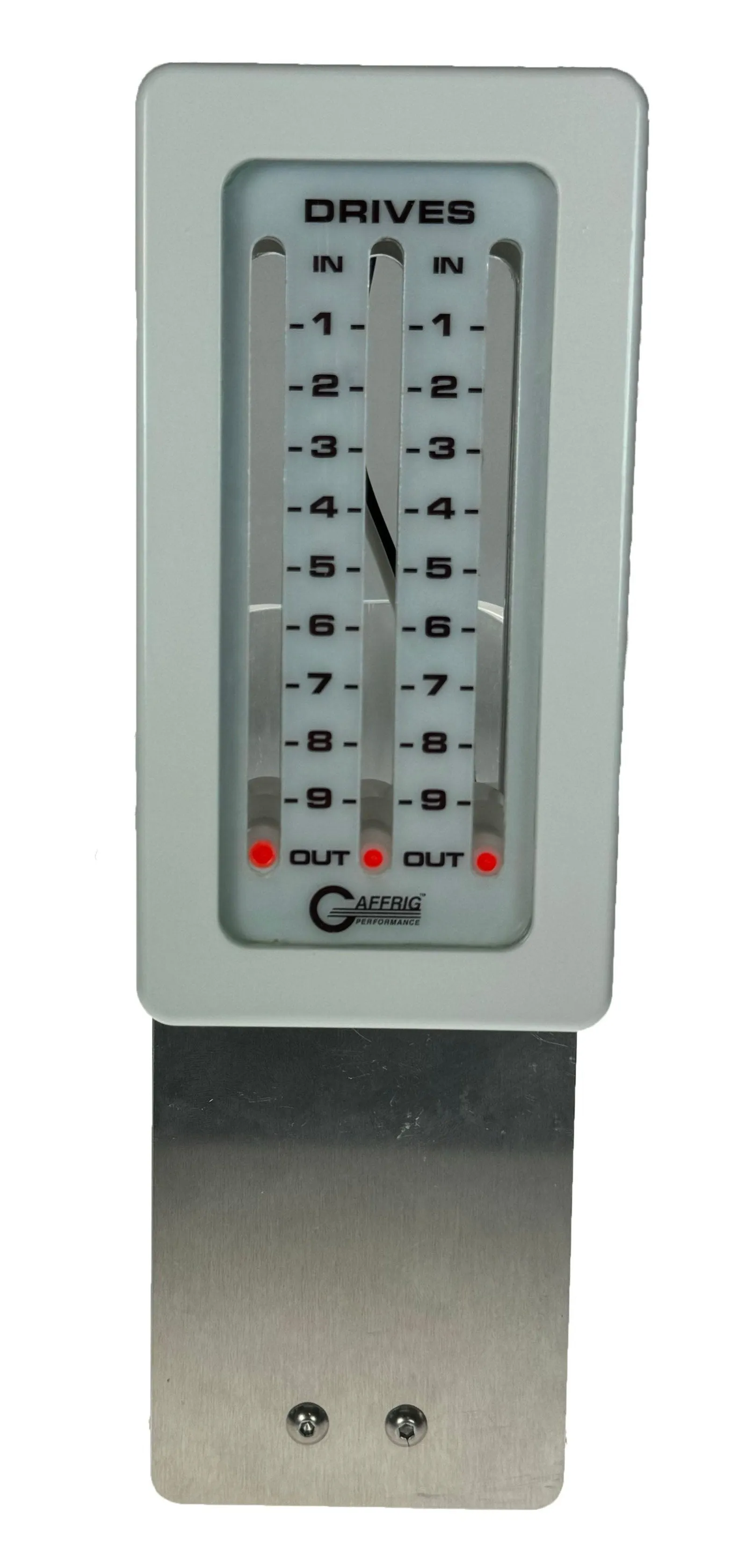 GAFFRIG PART #202 MECHANICAL INDICATOR, 3 DRIVES, MERCURY- WHITE CARD