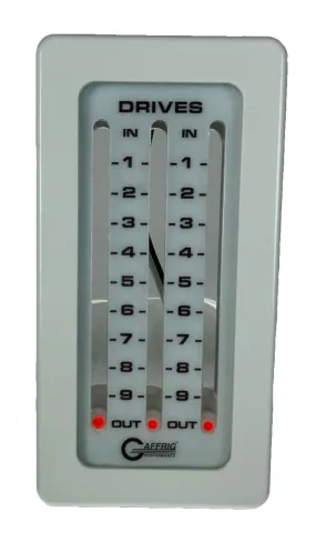 GAFFRIG PART #202 MECHANICAL INDICATOR, 3 DRIVES, MERCURY- WHITE CARD