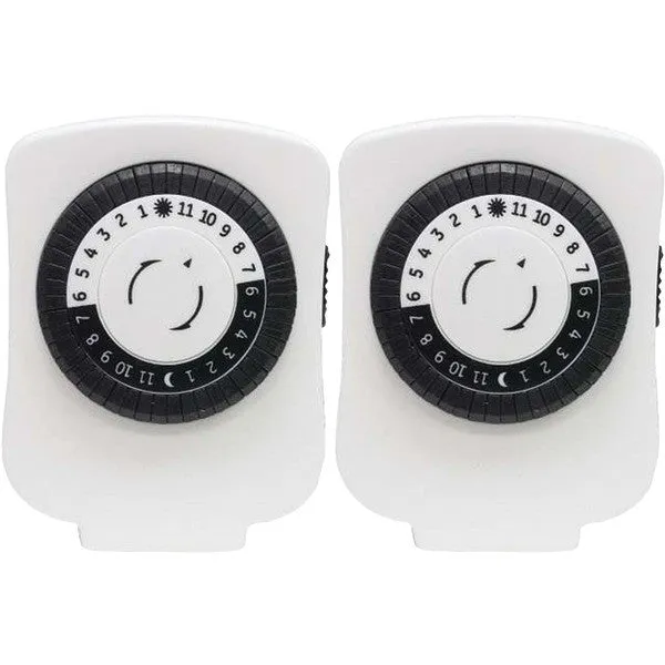 GE 15417 24-Hour Polarized Plug-in Mechanical Timer with 48 On-off & 1 Outlet, 2 pk