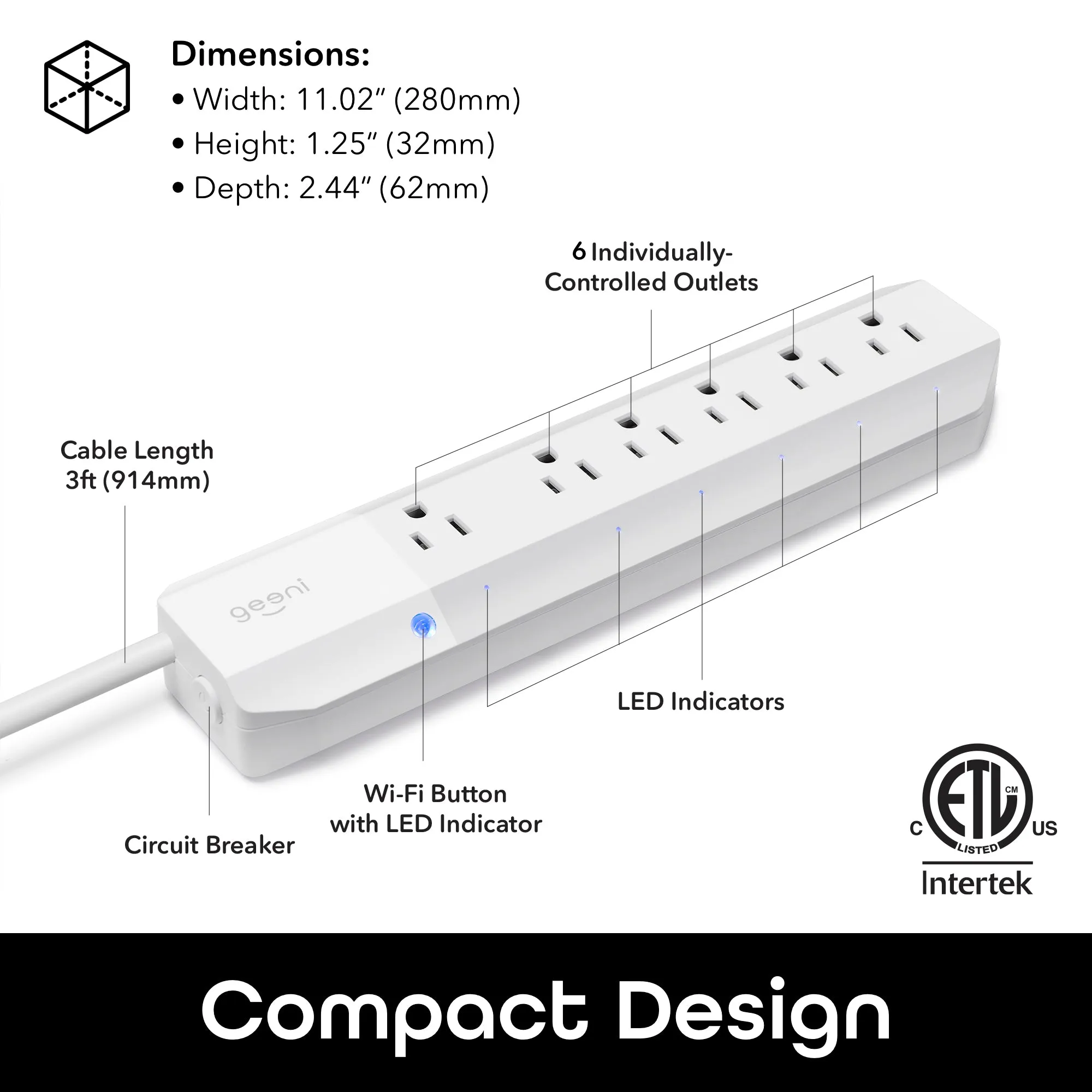 Geeni 6-Outlet Surge Protector