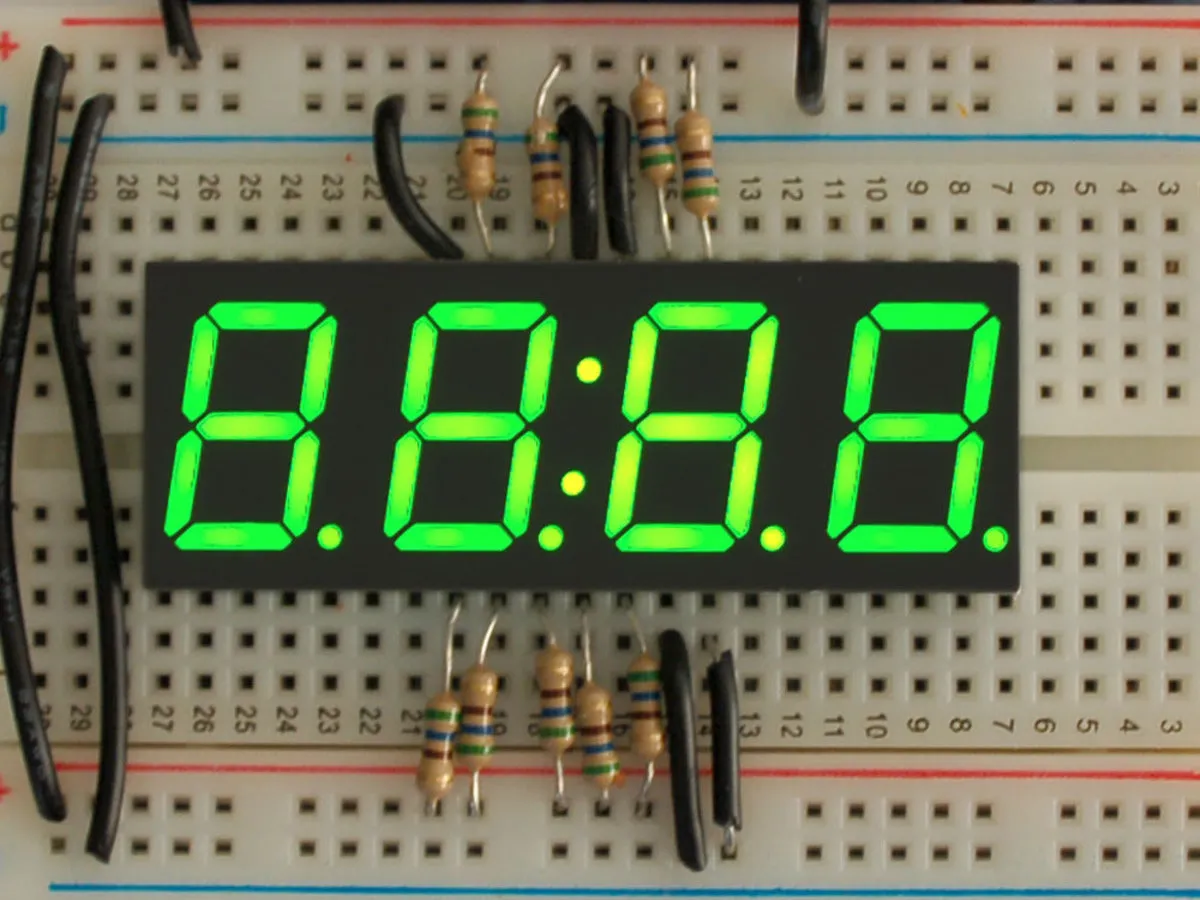Green 7-segment clock display - 0.56\" digit height"