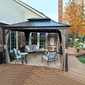 Hardtop Gazebo Brown with Drainage Gutters