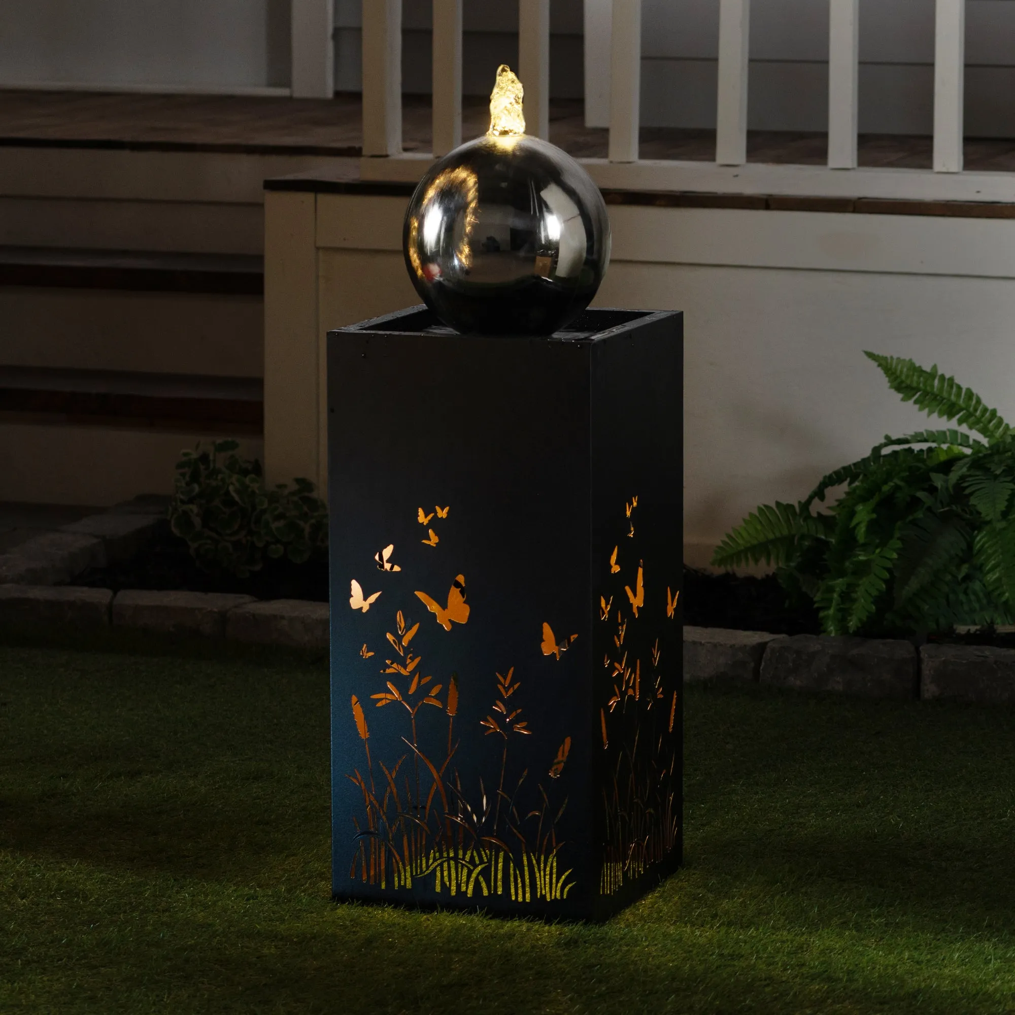 Hollow Carved Butterfly Fountain W/leds
