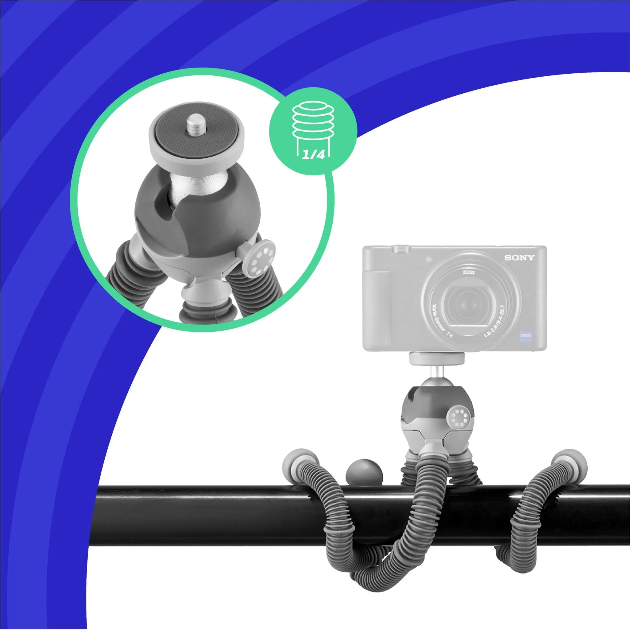 Joby PodZilla Medium Tripod Kit with Phone GripTight 360 (Grey)