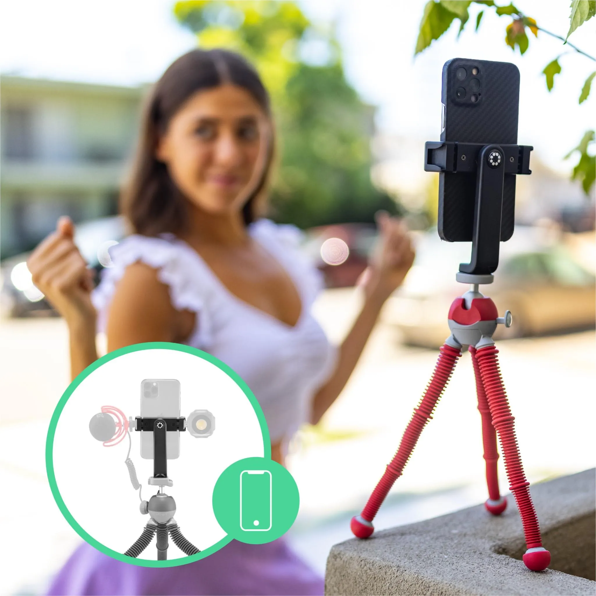 Joby PodZilla Medium Tripod Kit with Phone GripTight 360 (Red)