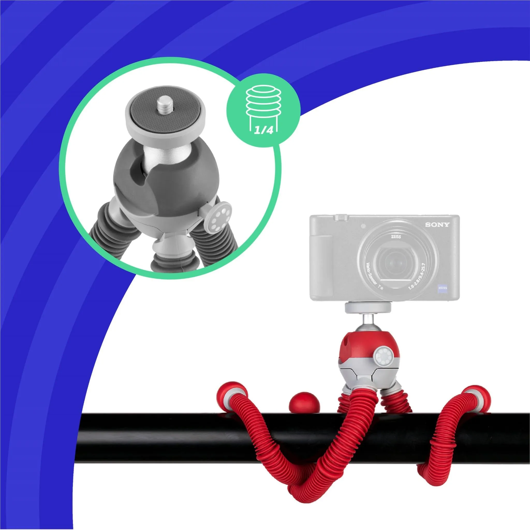 Joby PodZilla Medium Tripod Kit with Phone GripTight 360 (Red)
