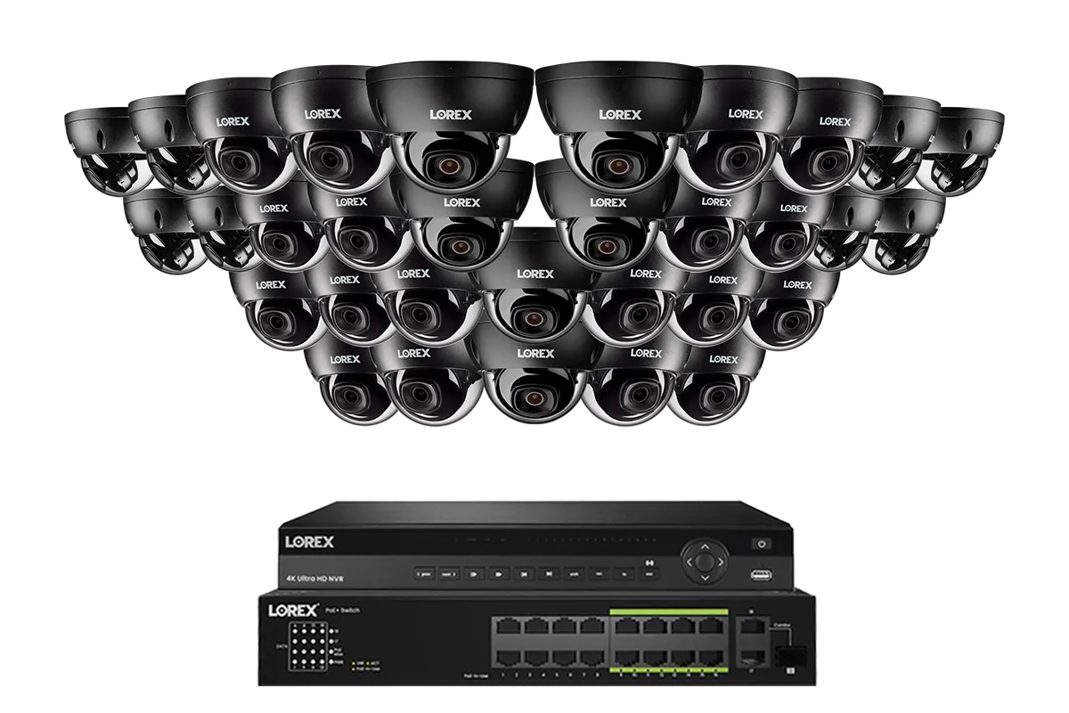 Lorex Elite Series 4K 32 Camera Capable 8TB Wired NVR System with 8MP (4K) A10 IP Dome Cameras
