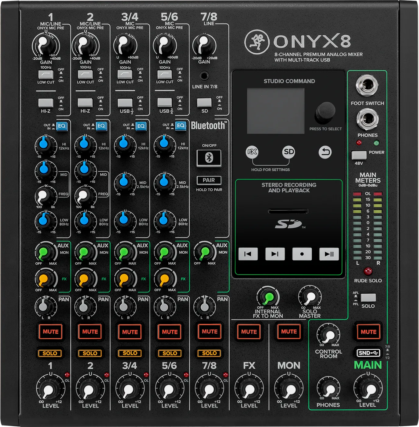 Mackie ONYX8 8-Channel Premium Analog Mixer With Multitrack USB