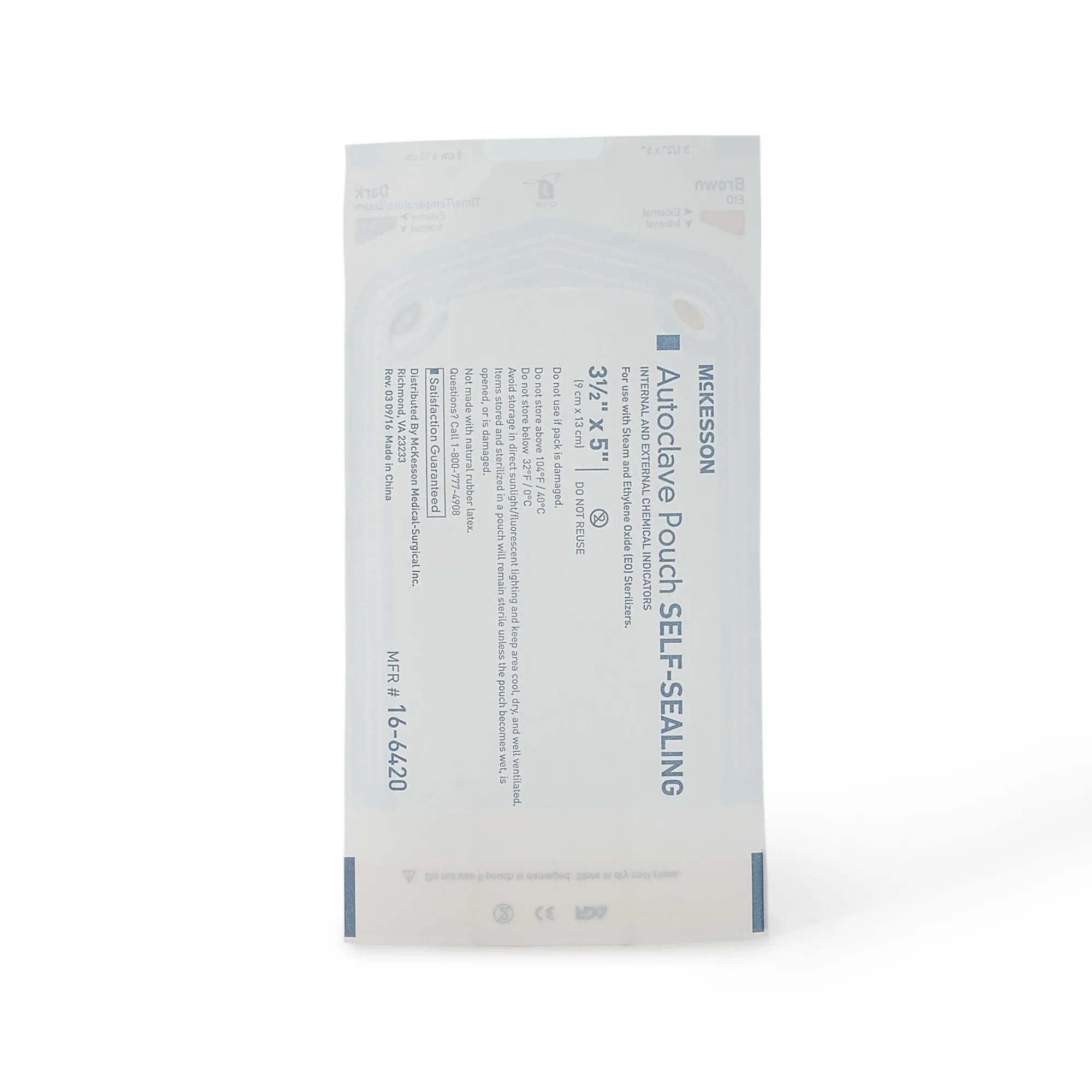 McKesson Sterilization Pouch, 3½ x 5 Inch