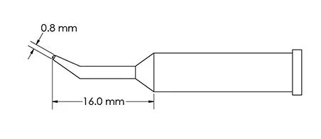 Metcal GT6-CN1608R Bent Conical Access Solder Tip, 0.8 x 16mm