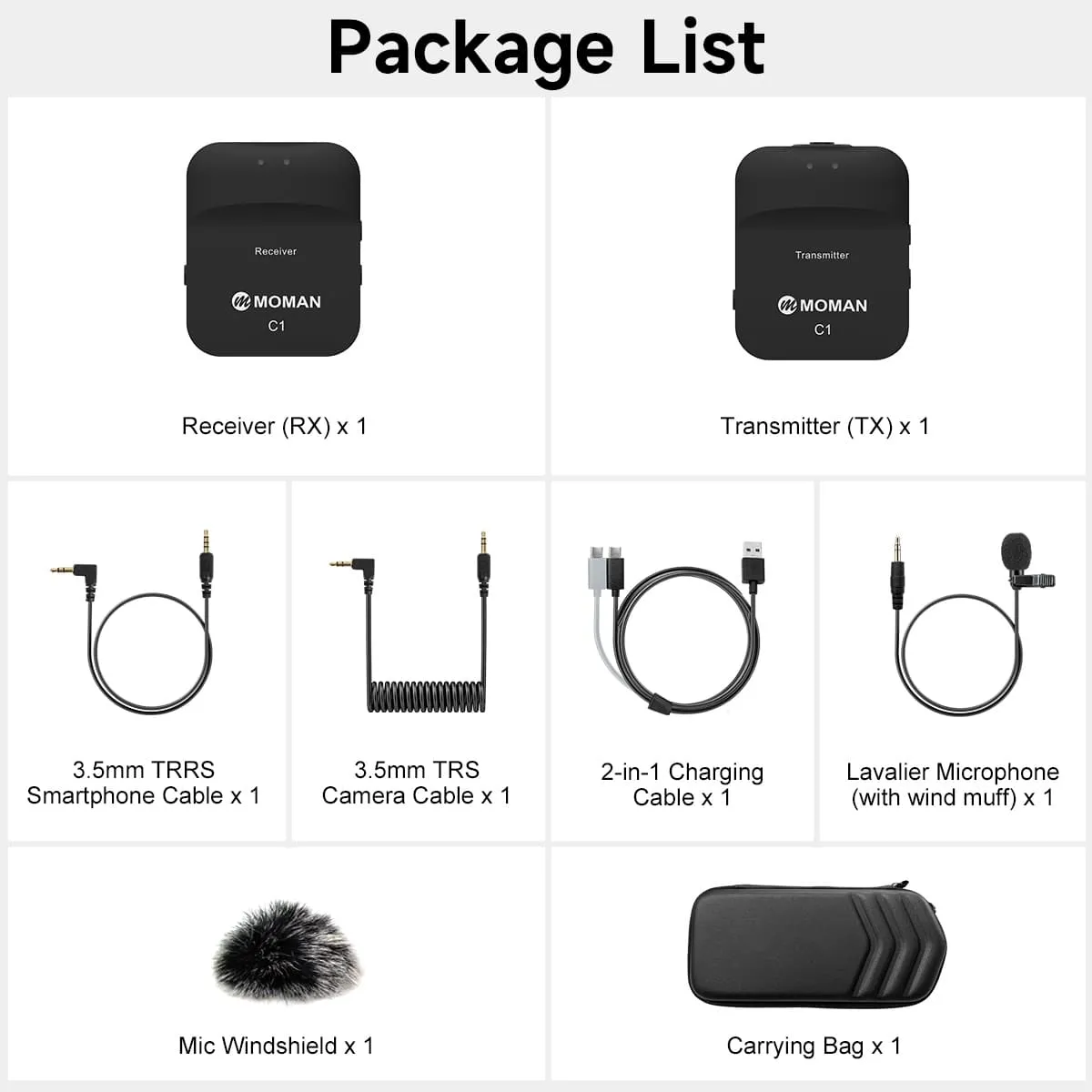 Moman C1 and C1X Wireless Lavalier Microphone for DSLR
