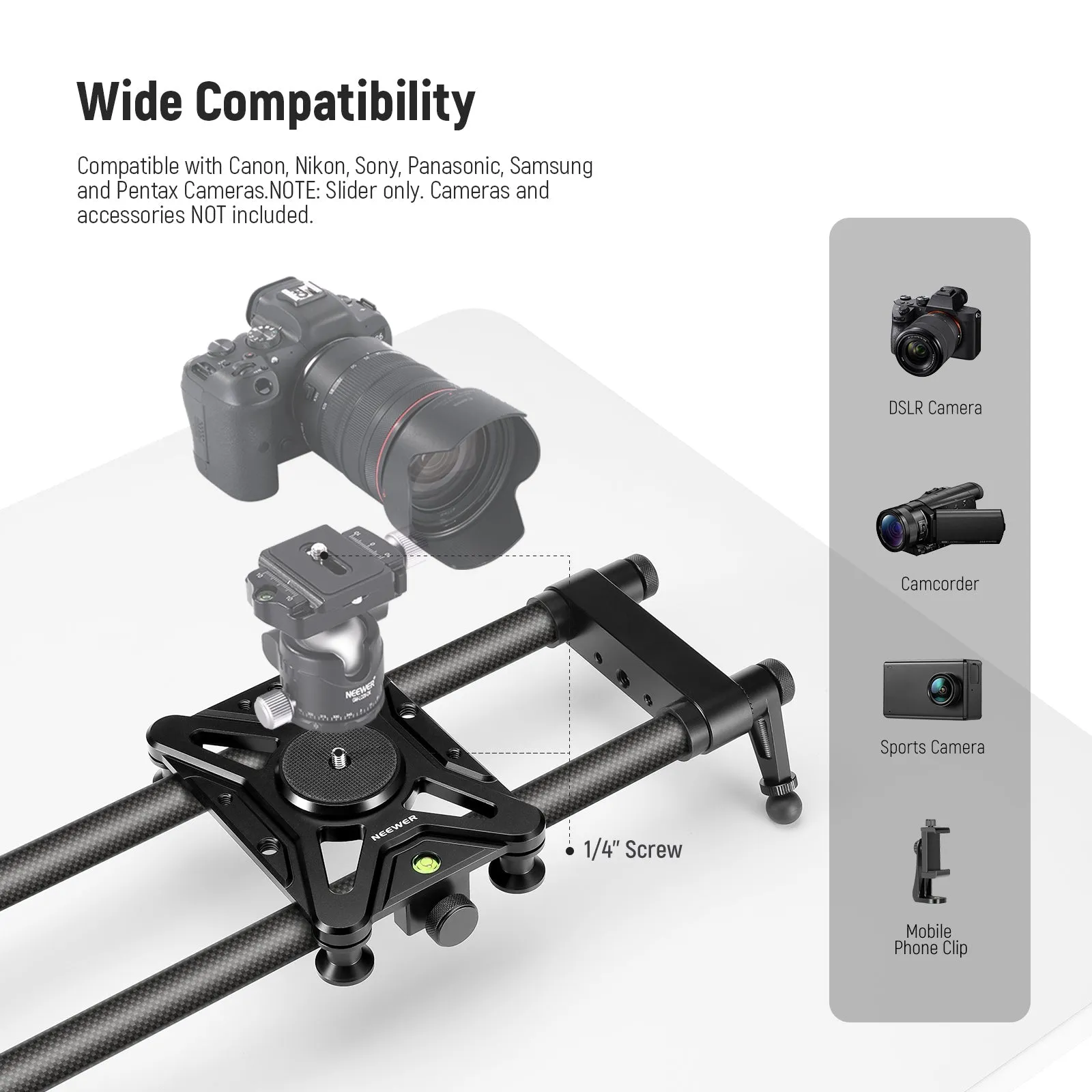 NEEWER CS80CM 31.5in/80cm Carbon Fiber Camera Slider