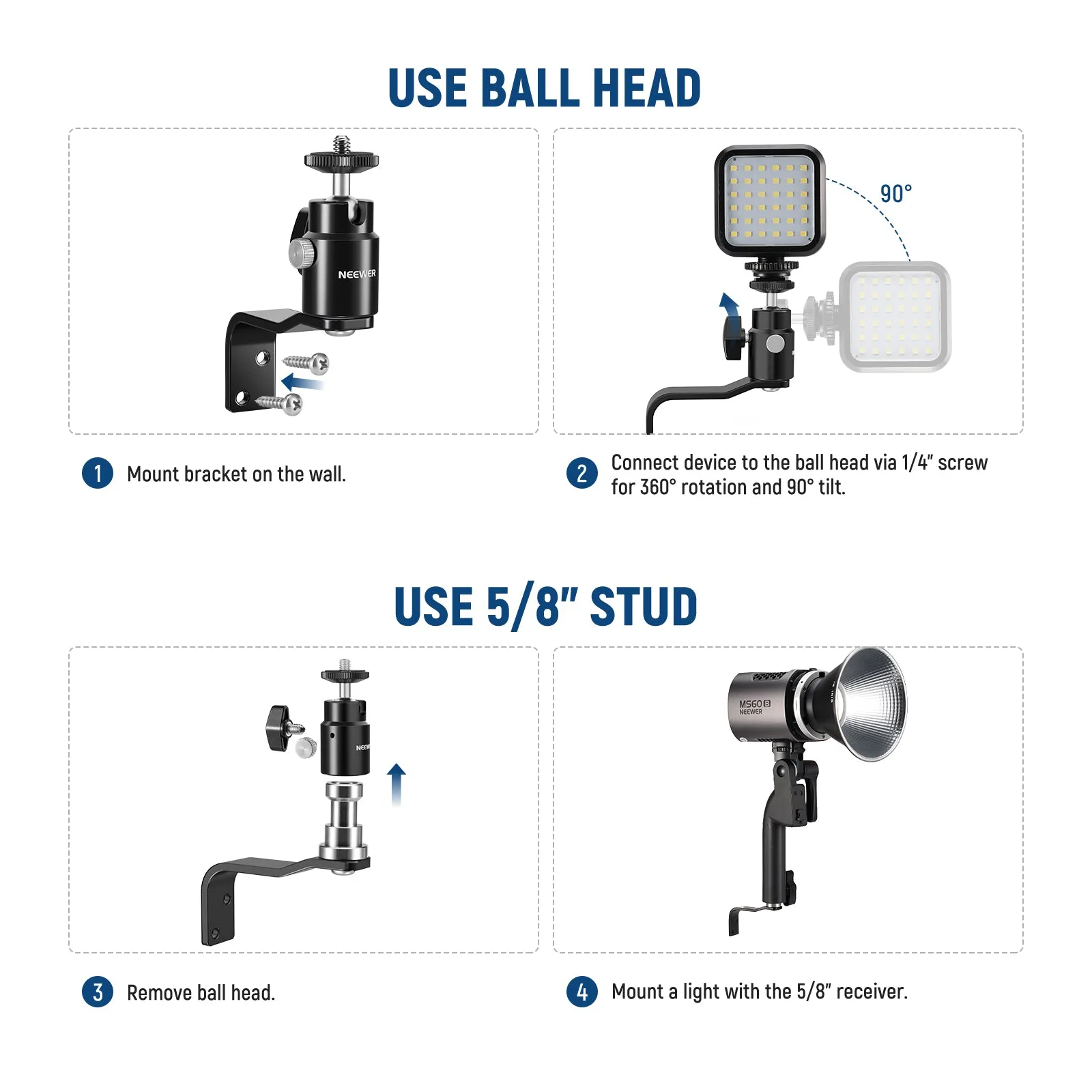 NEEWER TS007 2 Pack E Type Wall Ceiling Mount