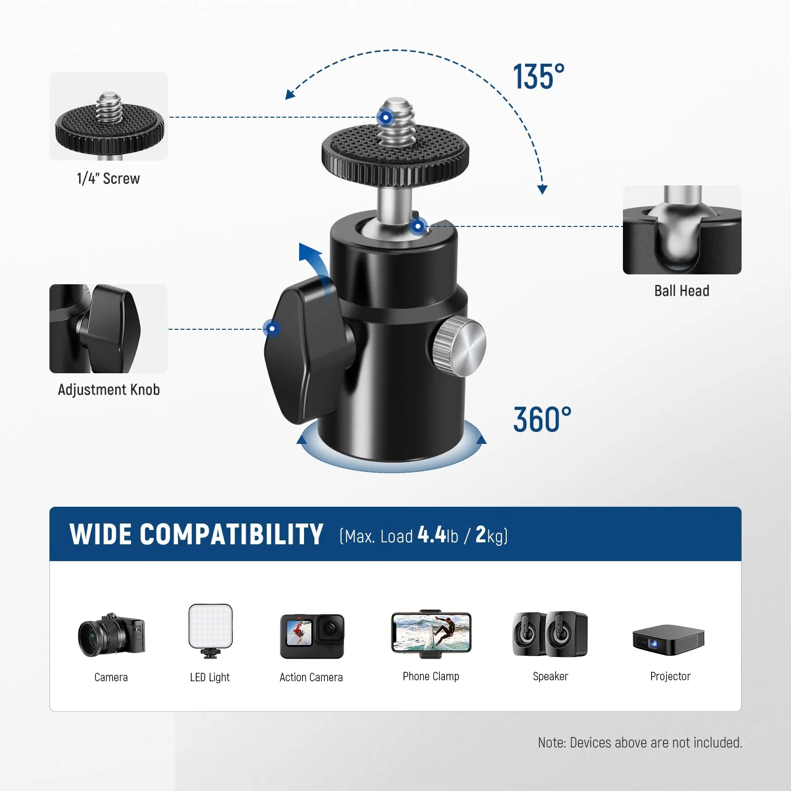 NEEWER TS008 2 Pack T Type Wall Ceiling Mount