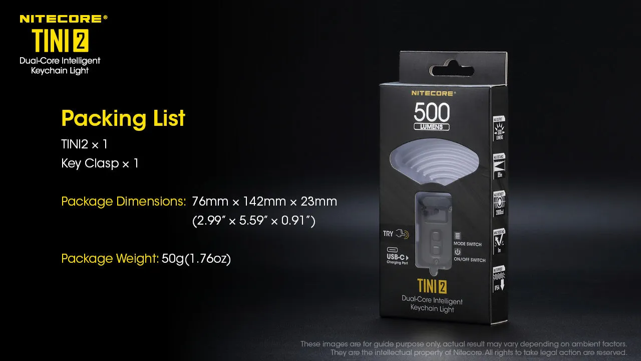 NITECORE 500 LUMENS DUAL-CORE INTELLIGENT KEYCHAIN LIGHT (TINI2)