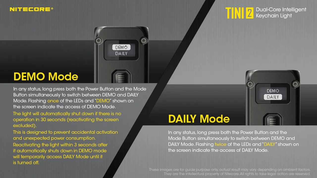 NITECORE 500 LUMENS DUAL-CORE INTELLIGENT KEYCHAIN LIGHT (TINI2)