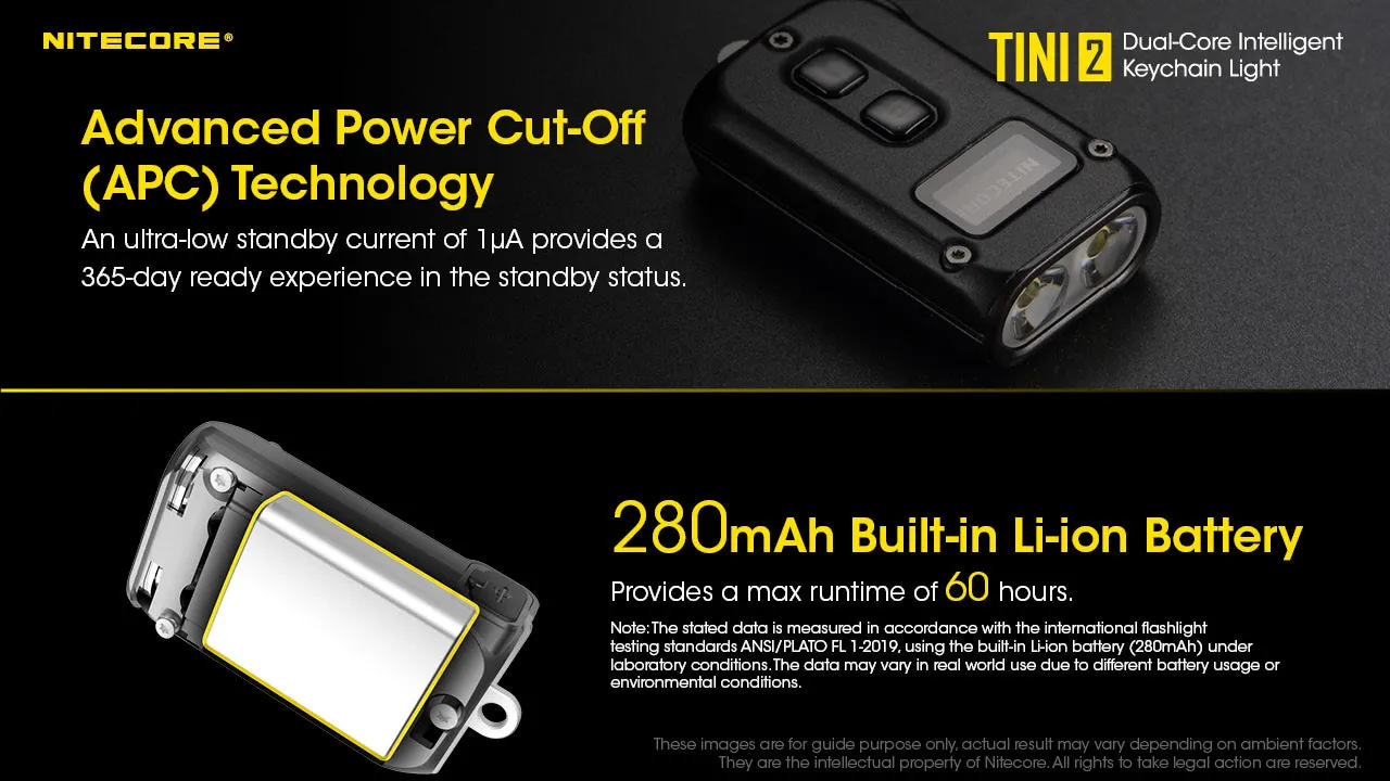 NITECORE 500 LUMENS DUAL-CORE INTELLIGENT KEYCHAIN LIGHT (TINI2)