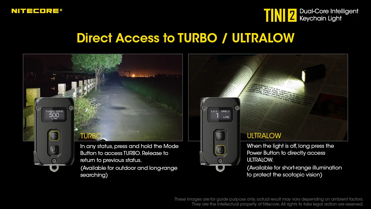 NITECORE 500 LUMENS DUAL-CORE INTELLIGENT KEYCHAIN LIGHT (TINI2)