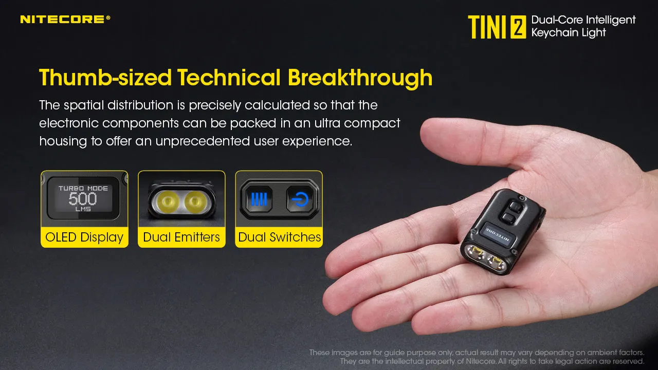 NITECORE 500 LUMENS DUAL-CORE INTELLIGENT KEYCHAIN LIGHT (TINI2)