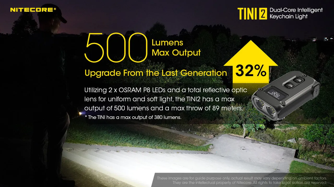 NITECORE 500 LUMENS DUAL-CORE INTELLIGENT KEYCHAIN LIGHT (TINI2)