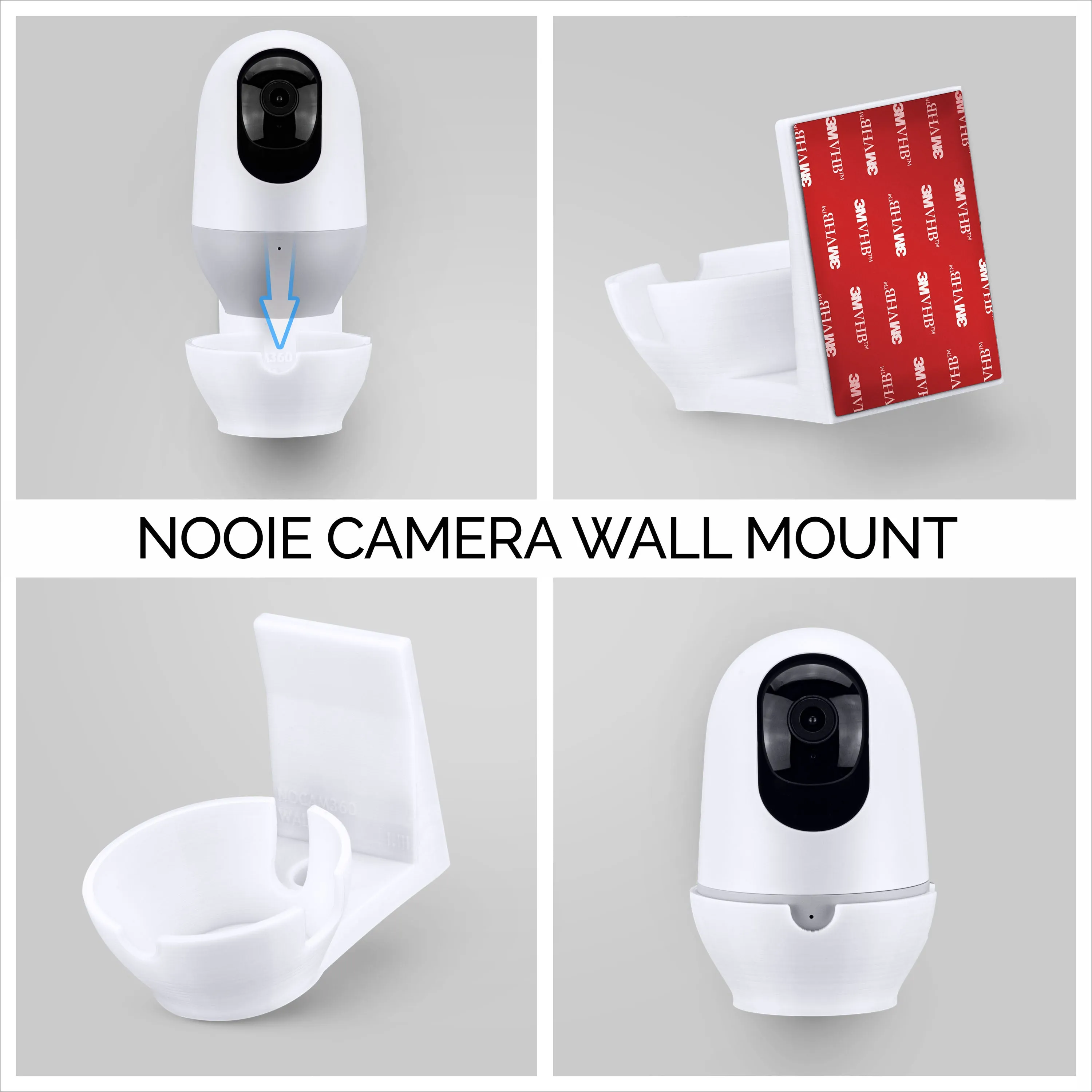 Nooie Cam 360 Wall Mount, Adhesive Holder, Easy to Install