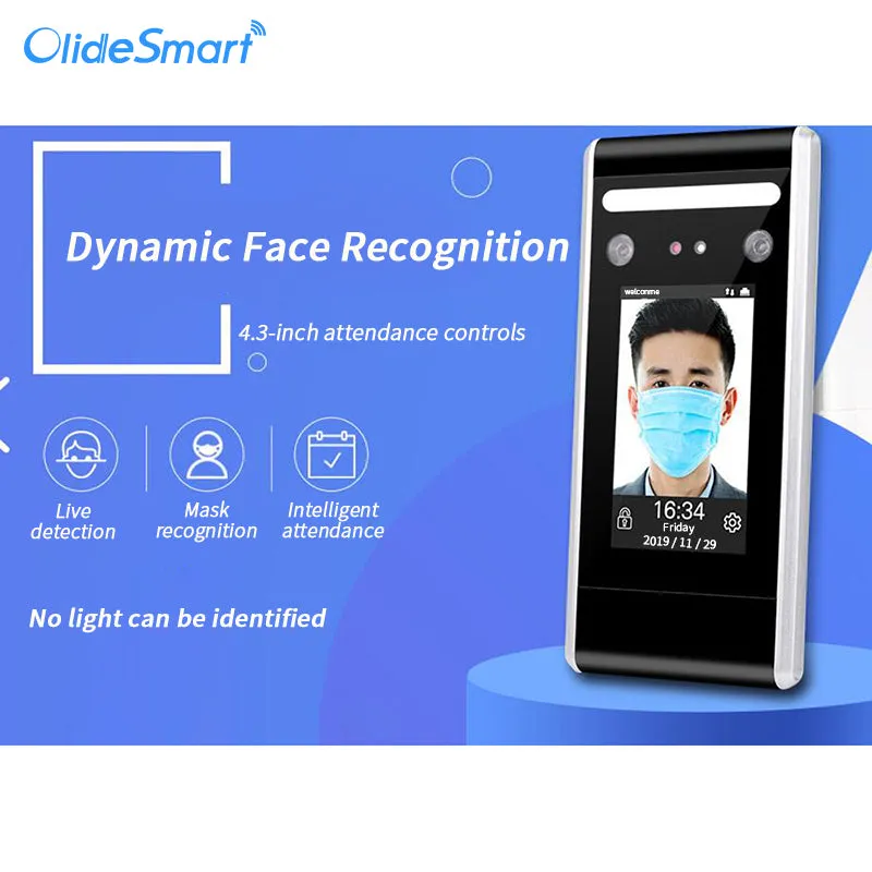 Olidesmart Dynamic Face Recognition Attendance Machine Security Office/Home