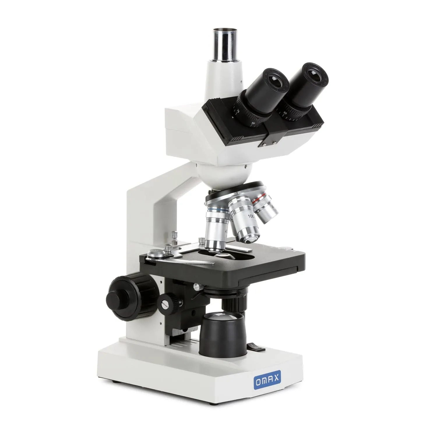 OMAX M83EZ Series Trinocular Compound Microscope 40X-2500X Magnification LED Lab with Double Layer Mechanical Stage