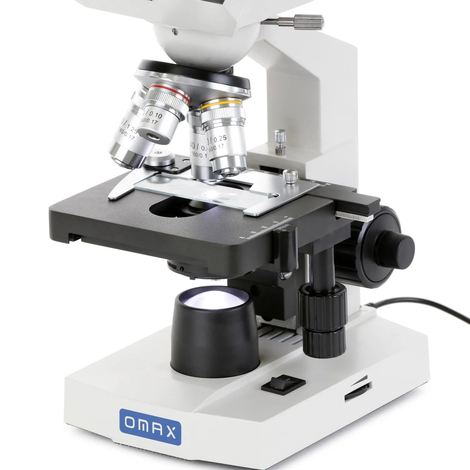 OMAX M83EZ Series Trinocular Compound Microscope 40X-2500X Magnification LED Lab with Double Layer Mechanical Stage