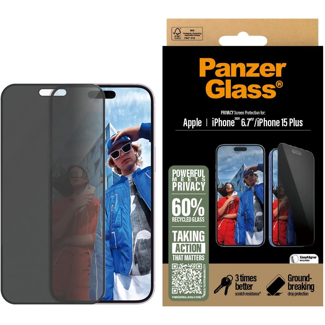 PanzerGlass UltraWide Fit Privacy Screen Protector for iPhone 16 Plus