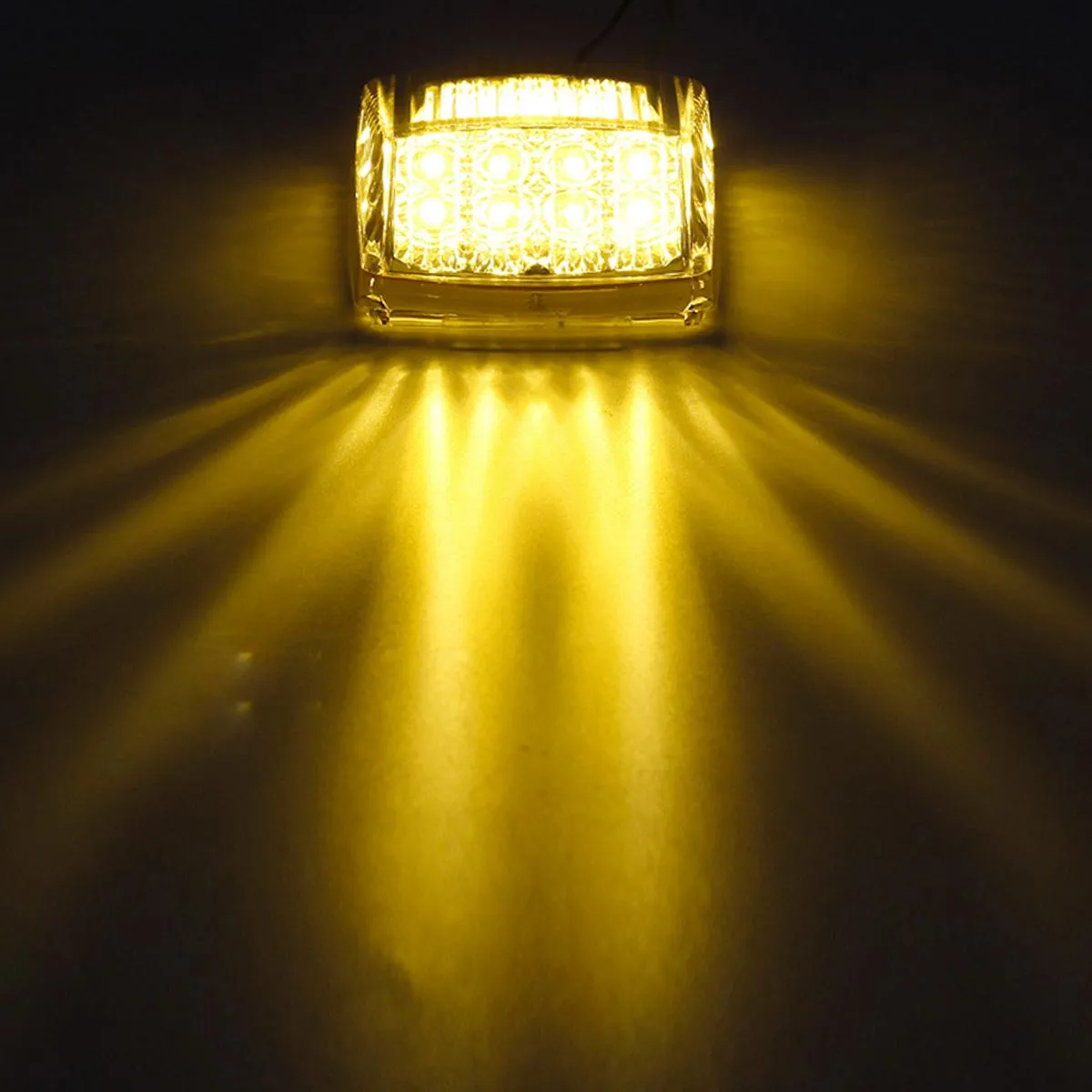 Partsam 5pcs 17 LED Clear Lens 5*3.75" Amber Cab Marker Top Roof Running Truck Cab Light Waterproof Top Reflective Lights Compatible with Peterbilt/Kenworth/Freightliner/Mack/