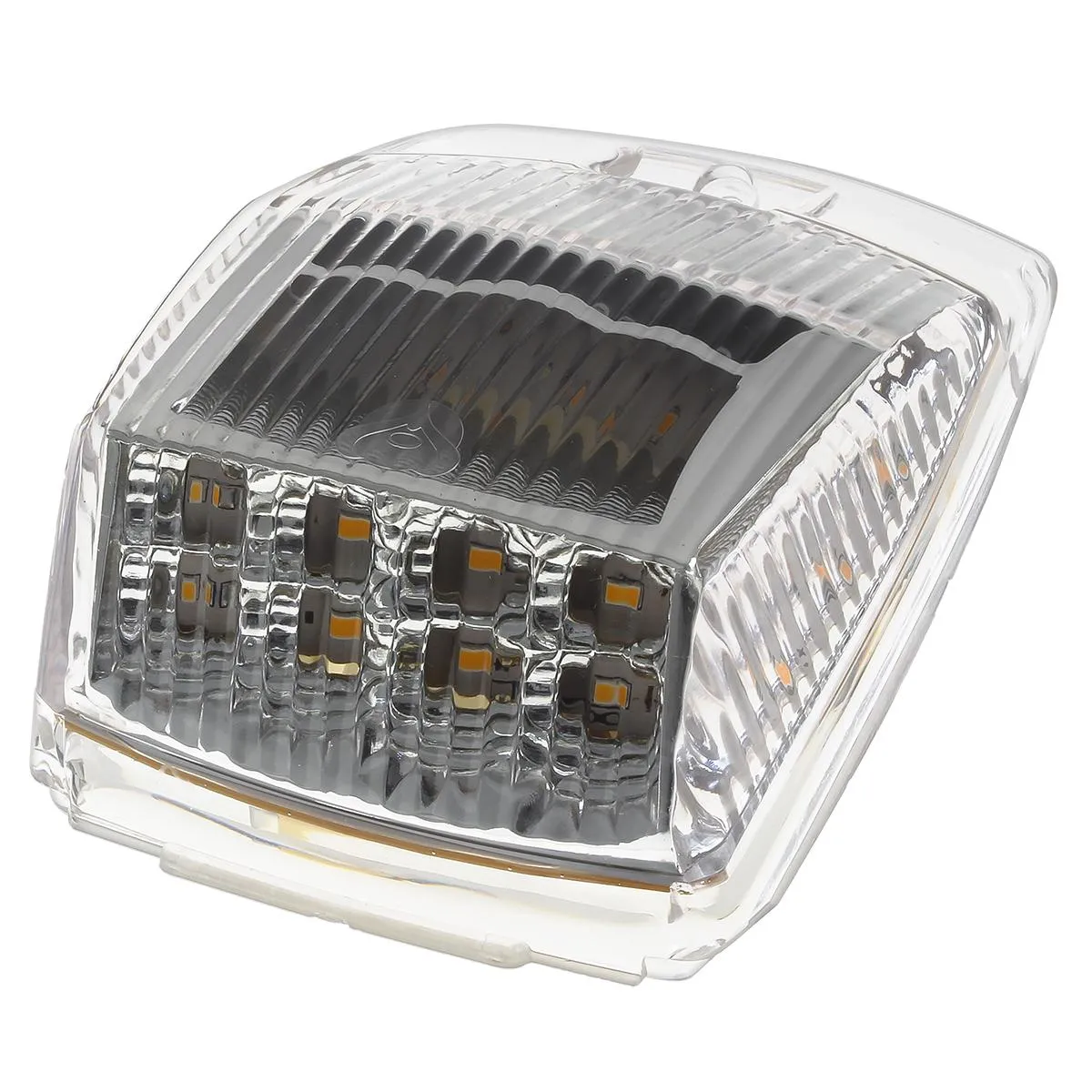 Partsam 5pcs 17 LED Clear Lens 5*3.75" Amber Cab Marker Top Roof Running Truck Cab Light Waterproof Top Reflective Lights Compatible with Peterbilt/Kenworth/Freightliner/Mack/