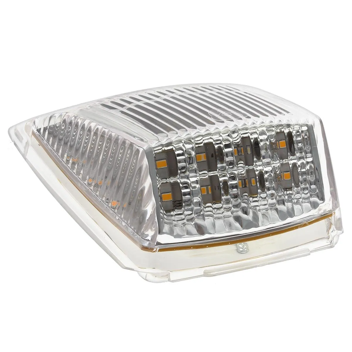Partsam 5pcs 17 LED Clear Lens 5*3.75" Amber Cab Marker Top Roof Running Truck Cab Light Waterproof Top Reflective Lights Compatible with Peterbilt/Kenworth/Freightliner/Mack/