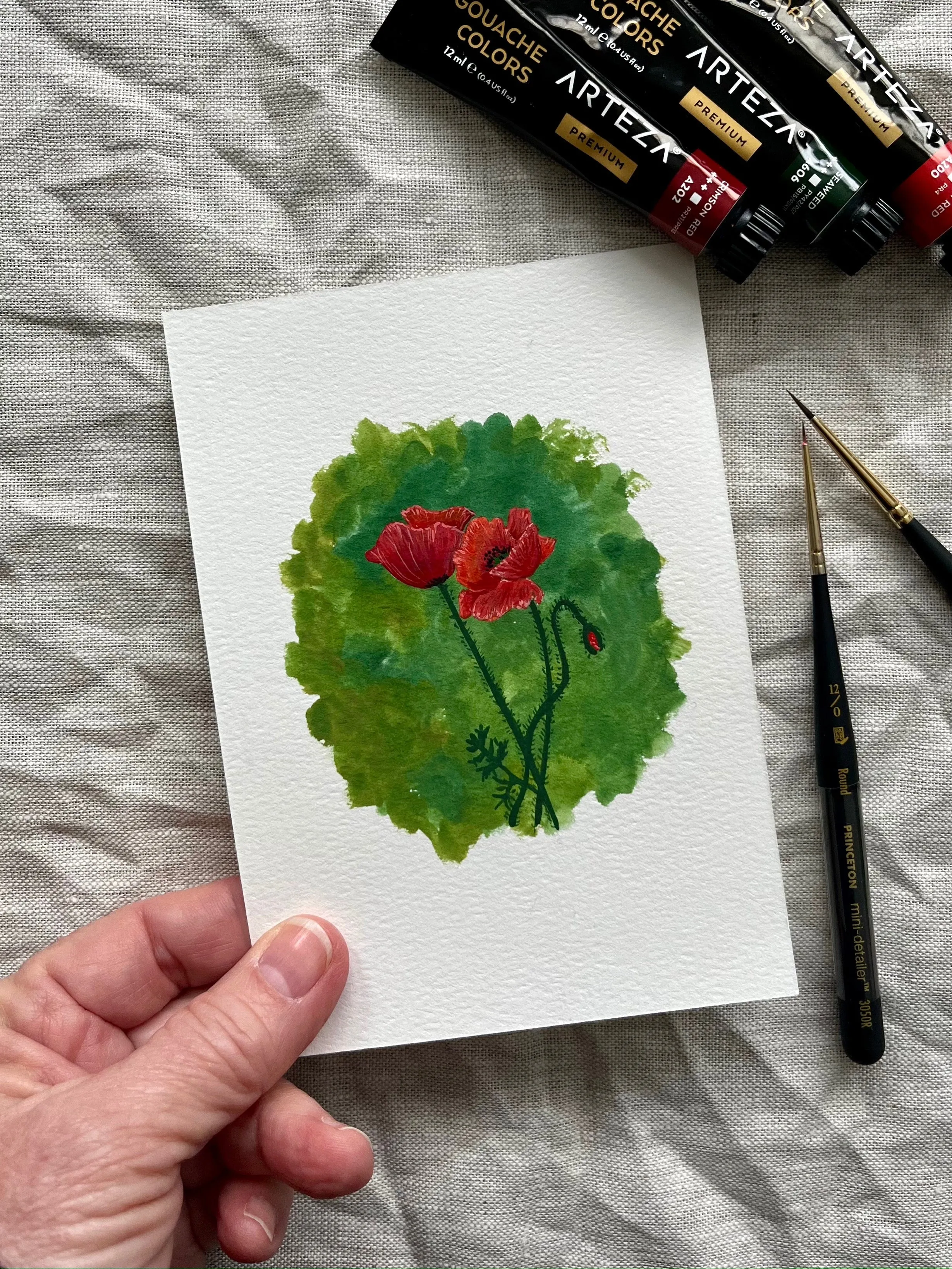 Poppies in gouache