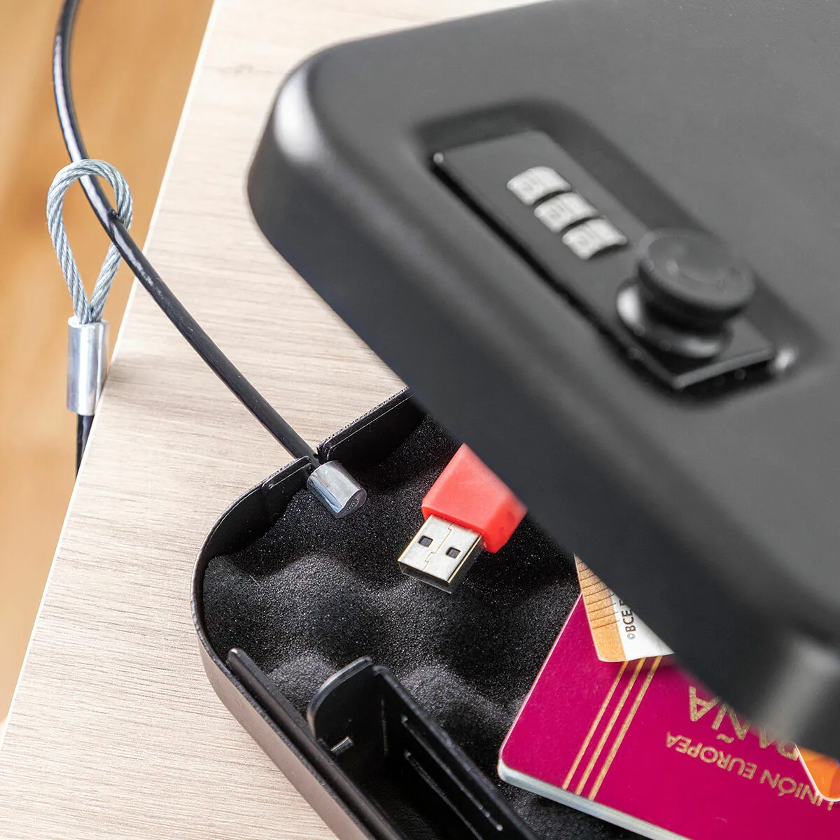 Portable Safe Box with Security Cable