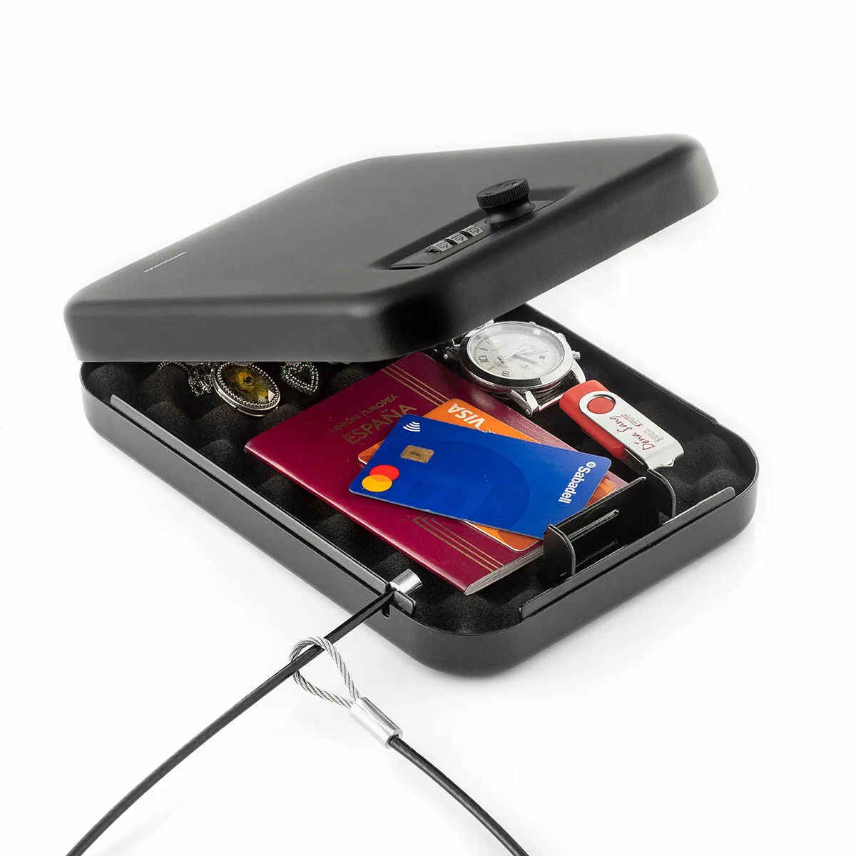 Portable Safe Box with Security Cable