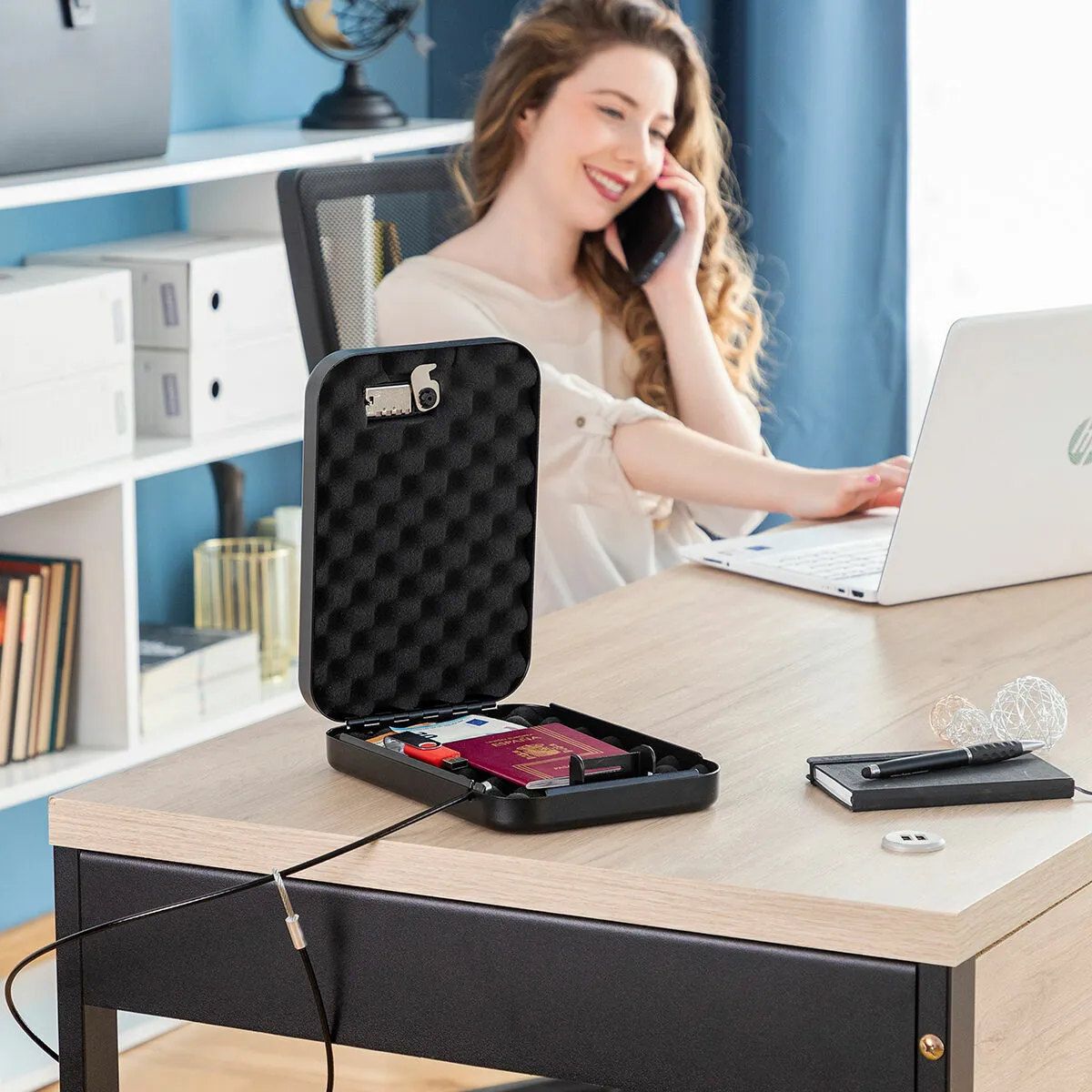 Portable Safe Box with Security Cable