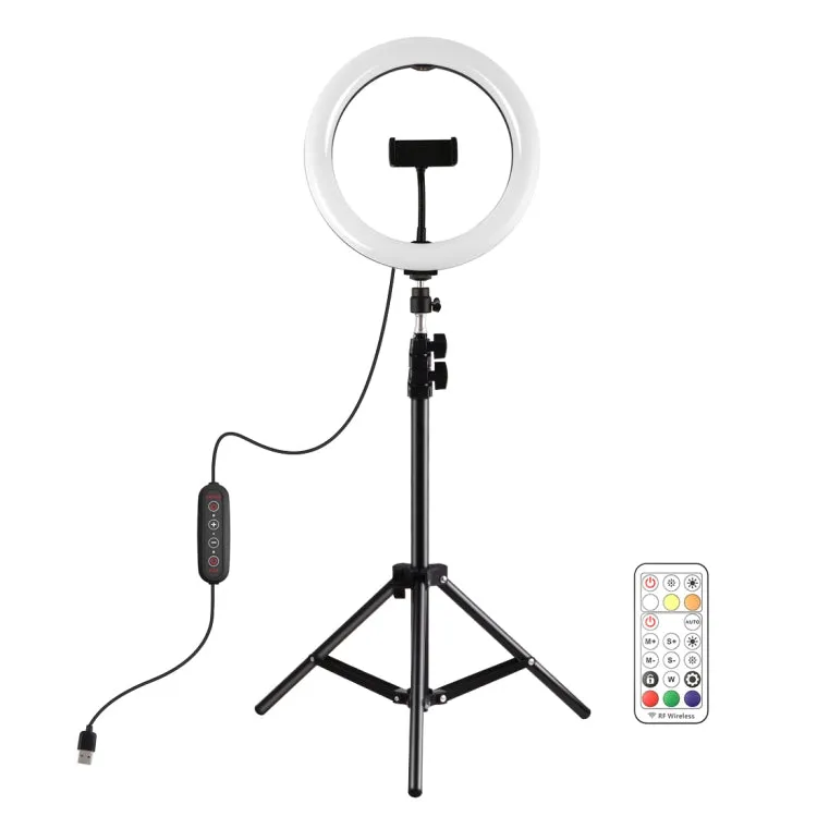 PULUZ 10.2 inch 26cm Marquee LED RGBWW Selfie Beauty Light    1.1m Tripod Mount 168 LED Dual-color Temperature Dimmable Ring Vlogging Photography Video Lights with Cold Shoe Tripod Ball Head & Remote Control & Phone Clamp