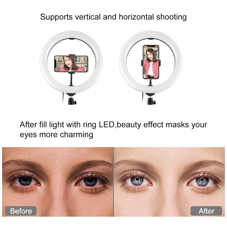 PULUZ 10.2 inch 26cm Marquee LED RGBWW Selfie Beauty Light    1.1m Tripod Mount 168 LED Dual-color Temperature Dimmable Ring Vlogging Photography Video Lights with Cold Shoe Tripod Ball Head & Remote Control & Phone Clamp