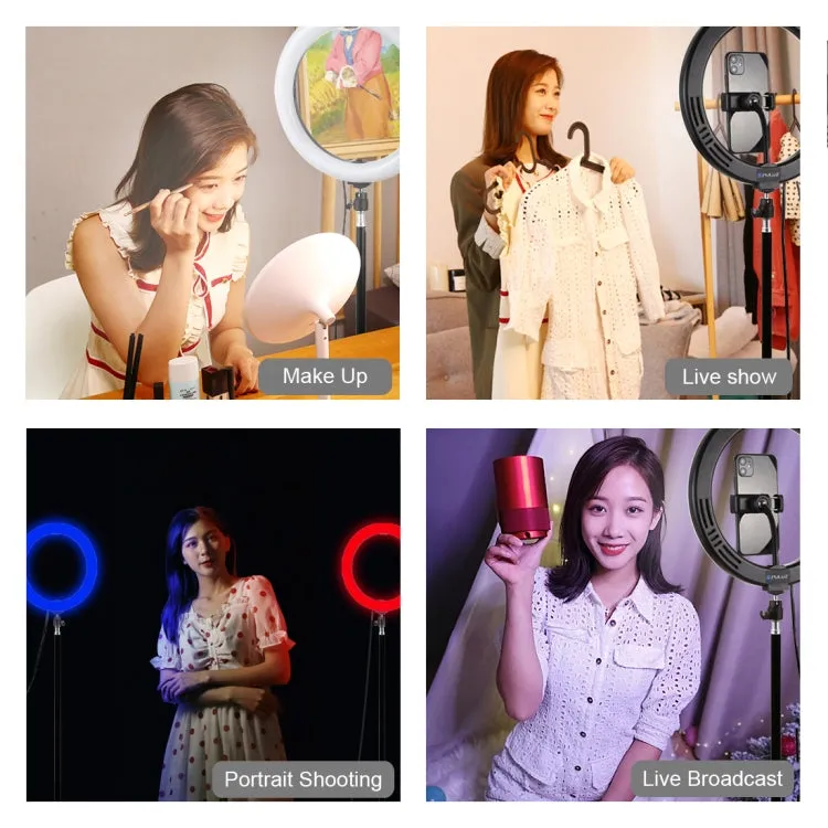 PULUZ 10.2 inch 26cm Marquee LED RGBWW Selfie Beauty Light    1.1m Tripod Mount 168 LED Dual-color Temperature Dimmable Ring Vlogging Photography Video Lights with Cold Shoe Tripod Ball Head & Remote Control & Phone Clamp