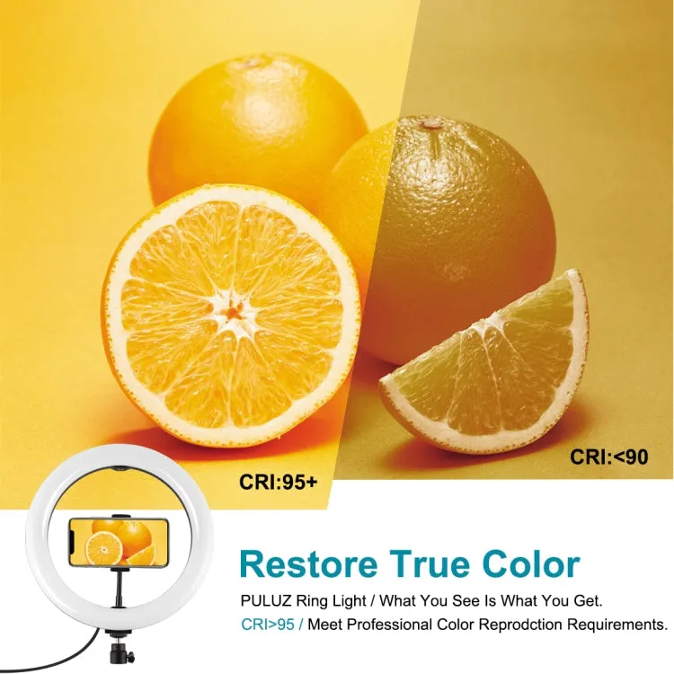 PULUZ 10.2 inch 26cm Marquee LED RGBWW Selfie Beauty Light    1.1m Tripod Mount 168 LED Dual-color Temperature Dimmable Ring Vlogging Photography Video Lights with Cold Shoe Tripod Ball Head & Remote Control & Phone Clamp