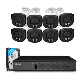 Qsee 5MP 2TB Wired DVR System with 8 Analog Bullet Cameras Featuring Color Night Vision