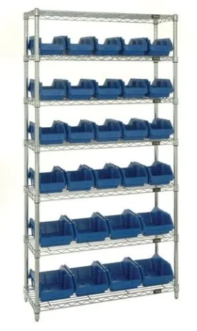 Quantum W7-12-28 Wire Shelving System with 7 Shelves, 36" x 18" x 74"