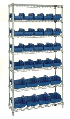 Quantum W7-12-28 Wire Shelving System with 7 Shelves, 36" x 18" x 74"