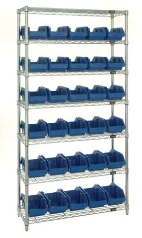 Quantum W7-12-30 Wire Shelving System with 7 Shelves, 36" x 18" x 74"