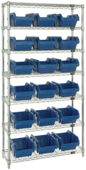 Quantum W7-14-18 Wire Shelving System with 7 Shelves, 36" x 18" x 74"